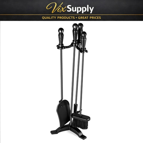 Cast iron fireplace tool set - cast,